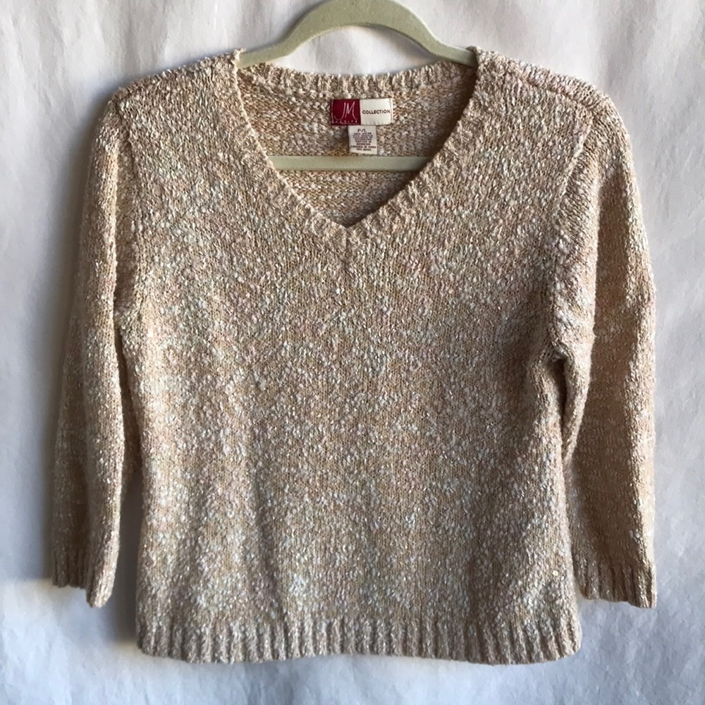 JM Collection cream and white sweater, size PL